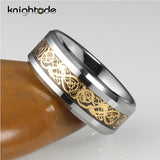 Tungsten Carbide Anniversary Ring Dragon Carbon Fiber Inlay Wedding Band