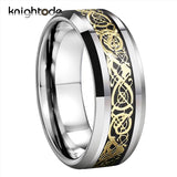 Tungsten Carbide Anniversary Ring Dragon Carbon Fiber Inlay Wedding Band