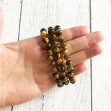 Natural Tiger Eyes Stone Bracelet Set for Men, Women - Yoga Wrist Bracelets