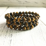 Natural Tiger Eyes Stone Bracelet Set for Men, Women - Yoga Wrist Bracelets