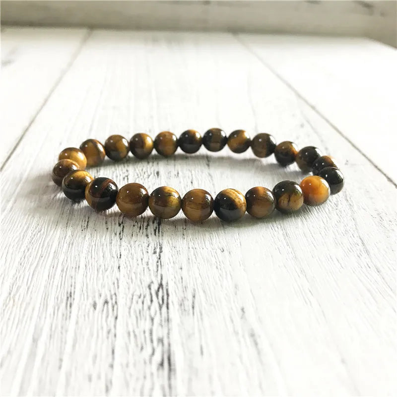 Natural Tiger Eyes Stone Bracelet Set for Men, Women - Yoga Wrist Bracelets