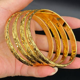 8mm 4pcs 24k Dubai Bangles for Women Indian Jewelry Middle East African Bracelet