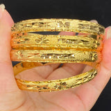 8mm 4pcs 24k Dubai Bangles for Women Indian Jewelry Middle East African Bracelet