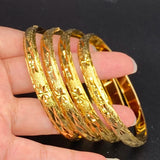 8mm 4pcs 24k Dubai Bangles for Women Indian Jewelry Middle East African Bracelet