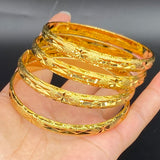 8mm 4pcs 24k Dubai Bangles for Women Indian Jewelry Middle East African Bracelet