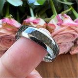8mm 6mm Carbon Fiber Inlay Tungsten Carbide Wedding Bands