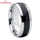 8mm 6mm Carbon Fiber Inlay Tungsten Carbide Wedding Bands