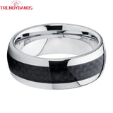 8mm 6mm Carbon Fiber Inlay Tungsten Carbide Wedding Bands