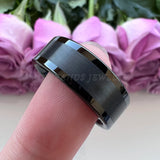 8mm 6mm Tungsten Carbide Ring Flat Center Brushed Polished Finish