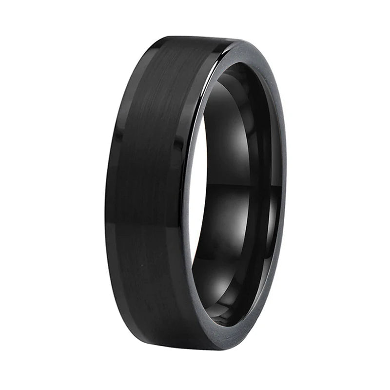 8mm 6mm Tungsten Carbide Ring Flat Center Brushed Polished Finish