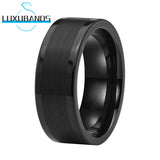 8mm 6mm Tungsten Carbide Ring Flat Center Brushed Polished Finish