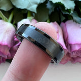 8mm 6mm Tungsten Carbide Ring Flat Center Brushed Polished Finish