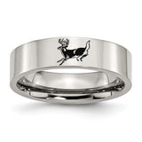 Engraved Deer Leaping Logo Titanium Steel Ring - Unique Anniversary Gift