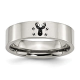 Engraved Deer Track Animal Rings Titanium Steel Ring for Men Women