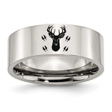 Engraved Deer Track Animal Rings Titanium Steel Ring for Men Women