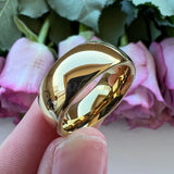 Gold-Color Tungsten Carbide Wedding Ring Polished Finish High Comfort Fit