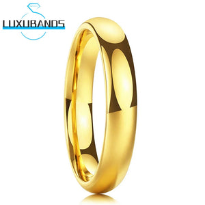 Gold-Color Tungsten Carbide Wedding Ring Polished Finish High Comfort Fit