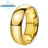 Gold-Color Tungsten Carbide Wedding Ring Polished Finish High Comfort Fit
