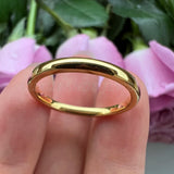 Gold-Color Tungsten Carbide Wedding Ring Polished Finish High Comfort Fit