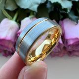 8mm 6mm Rose-Color Tungsten Wedding Couple Ring For Women Men