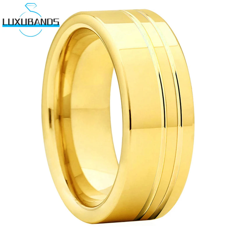 8mm 6mm Rose-Color Tungsten Wedding Couple Ring For Women Men