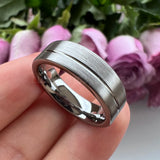 8mm 6mm Rose-Color Tungsten Wedding Couple Ring For Women Men