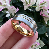 8mm 6mm Rose-Color Tungsten Wedding Couple Ring For Women Men