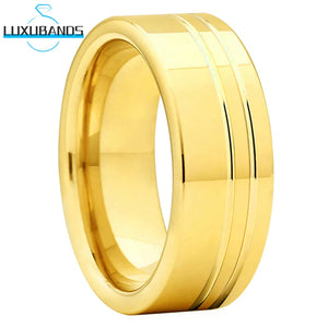 8mm 6mm Rose-Color Tungsten Wedding Couple Ring For Women Men