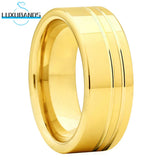 8mm 6mm Rose-Color Tungsten Wedding Couple Ring For Women Men