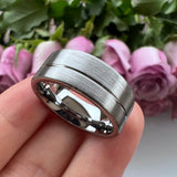 8mm 6mm Rose-Color Tungsten Wedding Couple Ring For Women Men
