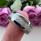 8mm 6mm Tungsten Carbide Meteorite Engagement Ring for Women Men