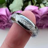8mm 6mm Tungsten Carbide Meteorite Engagement Ring for Women Men
