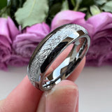8mm 6mm Tungsten Carbide Meteorite Engagement Ring for Women Men