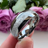8mm 6mm Tungsten Carbide Meteorite Engagement Ring for Women Men