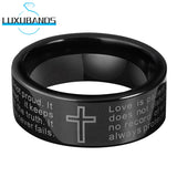 Tungsten Carbide Ring Pipe Cut Holy Bible Engraving