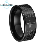 Tungsten Carbide Ring Pipe Cut Holy Bible Engraving
