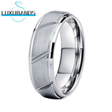 8mm Tungsten Carbide Ring Groove Stepped Beveled Engagement Band