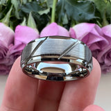 8mm Tungsten Carbide Ring Groove Stepped Beveled Engagement Band