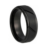 8mm Tungsten Carbide Ring Groove Stepped Beveled Engagement Band