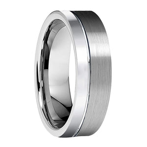 Tungsten Carbide Wedding Band Offset Lines Polished Engagement Ring