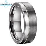 Tungsten Carbide Wedding Band Offset Lines Polished Engagement Ring