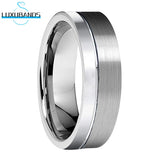 Tungsten Carbide Wedding Band Offset Lines Polished Engagement Ring