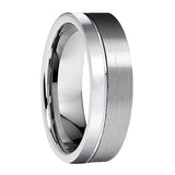 Tungsten Carbide Wedding Band Offset Lines Polished Engagement Ring