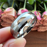 8mm 6mm Tungsten Carbide Engagement Ring Wedding Band Jewelry