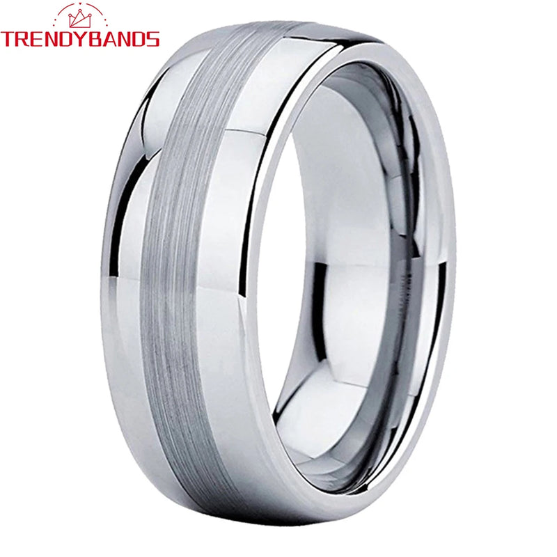 8mm 6mm Tungsten Carbide Engagement Ring Wedding Band Jewelry