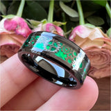 8mm 6mm Tungsten Couple's Aniversary Ring Gear Inlay Polished Finish