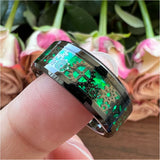 8mm 6mm Tungsten Couple's Aniversary Ring Gear Inlay Polished Finish