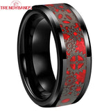 8mm 6mm Tungsten Couple's Aniversary Ring Gear Inlay Polished Finish