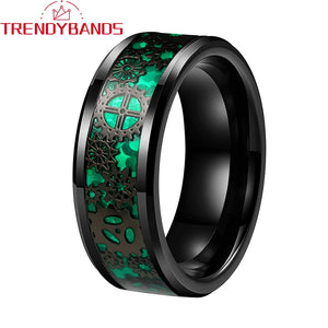 8mm 6mm Tungsten Couple's Aniversary Ring Gear Inlay Polished Finish