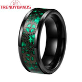 8mm 6mm Tungsten Couple's Aniversary Ring Gear Inlay Polished Finish